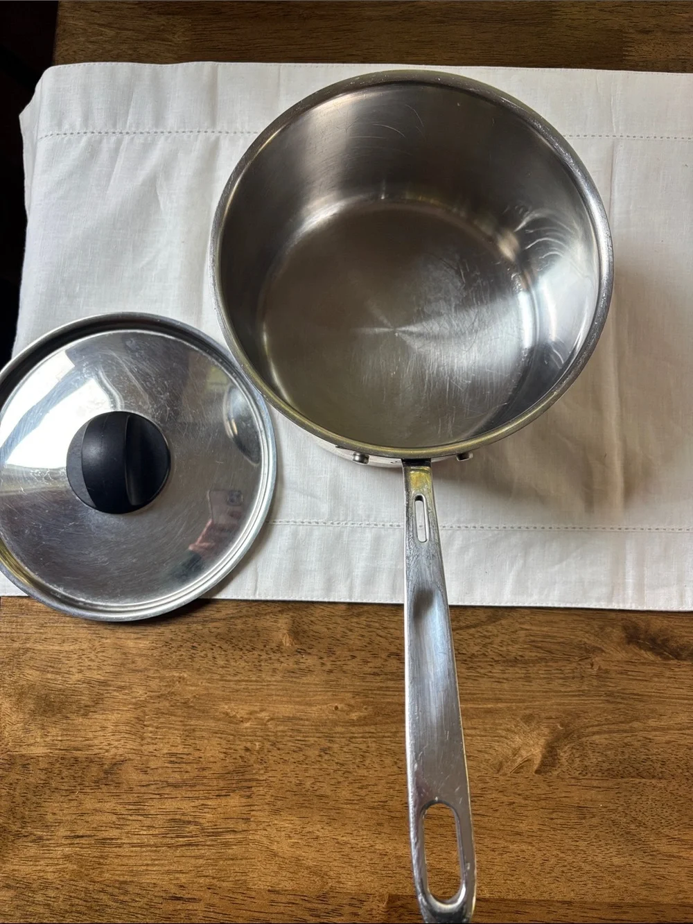 Vintage Emeril Lagasse 3 Qt Stainless Steel Saucepan Pot, Copper Core Base